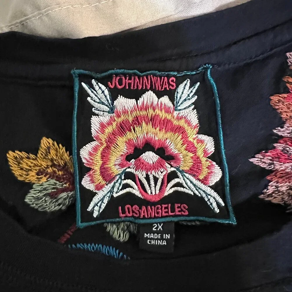 Johnny Was Colorful Floral Bird Embroidery Cotton Shirt Long Sleeve whimsigoth - Picture 12 of 14